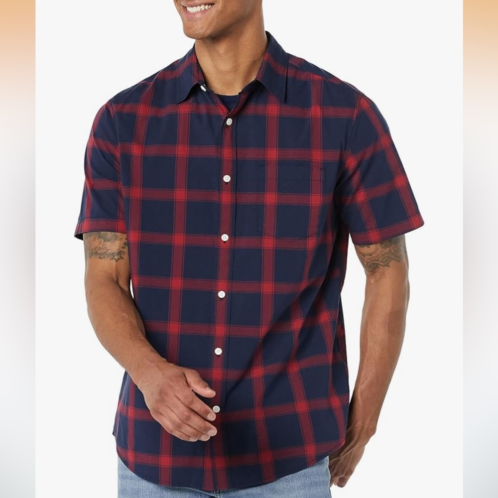Amazon Essentials Men's Red Plaid Shirt xxl NWOT